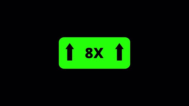 8x Multiplier Counter Animation from 0x to 8x with Up Arrow Indicator in 4K, Business Growth, Performance Increase, Analytics, Success Rate and Multiplication Factor Motion Graphic, 8x Growth