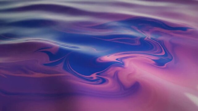 Vibrant purple and blue swirling liquid pattern flows across the screen in a mesmerizing dance of color and light 