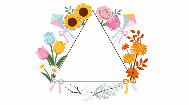 geometric floral triangle frame