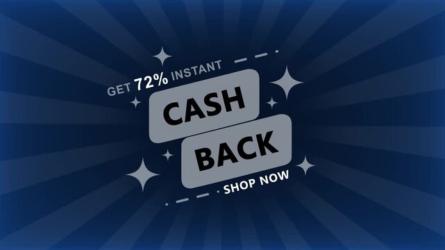 72% instant cash back promotional motion for e-commerce sales and marketing campaigns 72 percent discount