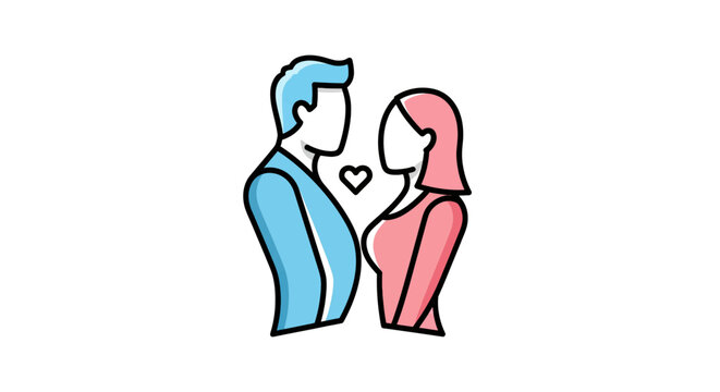 Illustrated couple sharing a heartfelt moment together.