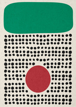 Minimalist geometric abstract illustration with red circle