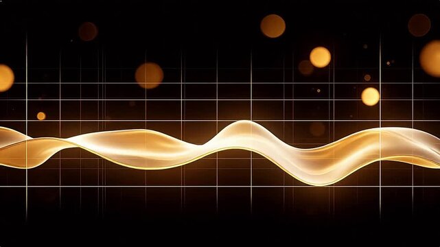 Golden flowing wave on dark grid