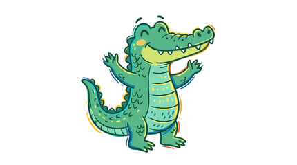 Obraz premium Happy Cartoon Alligator Mascot Character