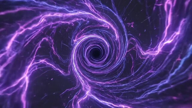 Dynamic Visuals of Electromagnetic Energy Forming Spirals and Sparks in a High-Voltage Display for Futuristic Digital Art