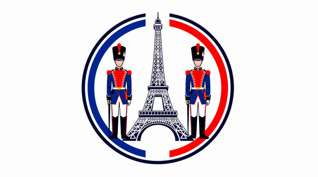 French soldiers standing guard Eiffel Tower