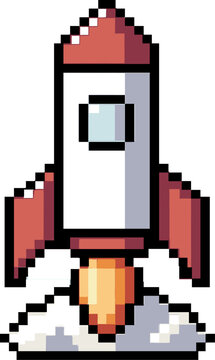 Retro Pixel Startup Icon 8-Bit Vector Graphic Design