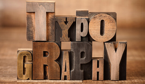Vintage letterpress printing blocks typography
