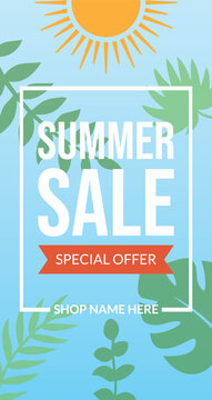 Tropical Leaves Summer Sale Special Offer Stories Template