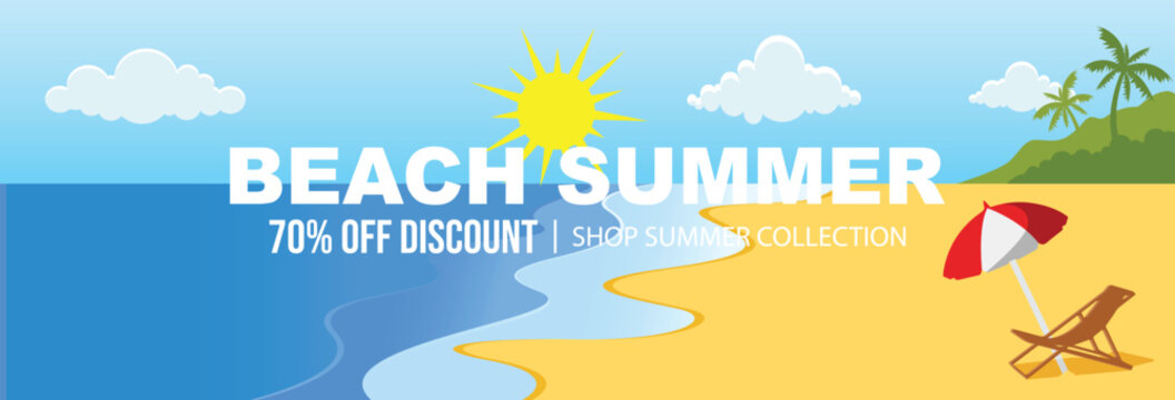 Beach Summer Collection Wide Landscape Discount Banner
