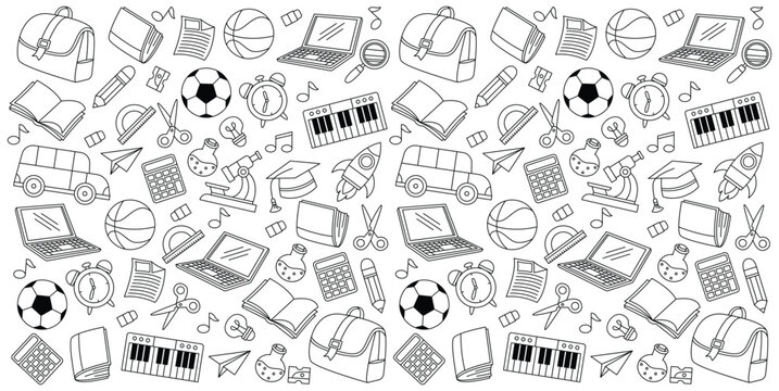 Set of hand drawn back to school doodle element vector illustration