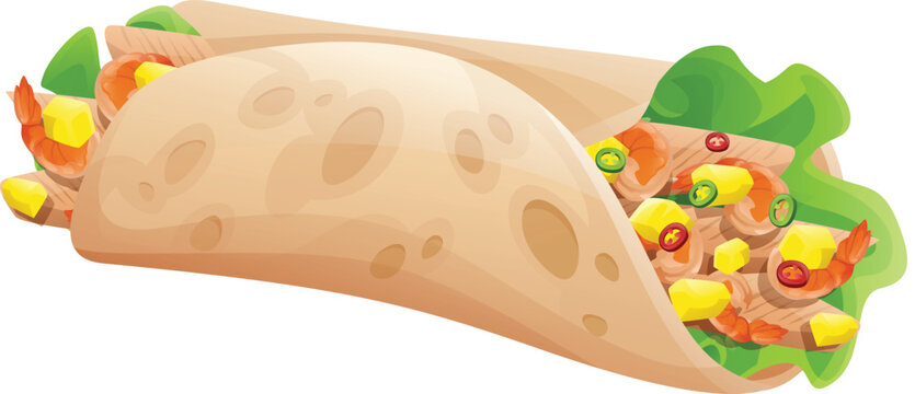 Delicious authentic Mexican street food, a traditional cuisine fast food tex-mex wrap variation. Ideal for a catering menu or a convenient takeaway meal