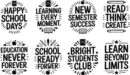 Obraz premium Black And White School Motivation Posters With Educational Phrases