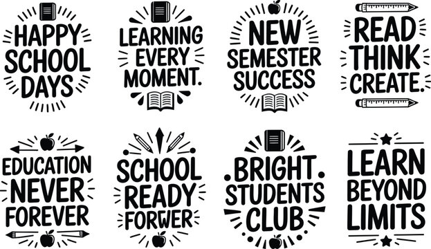 Black And White School Motivation Posters With Educational Phrases
