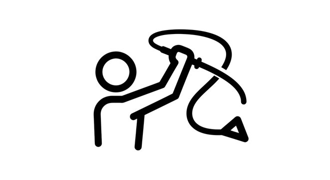 Minimalist black line art of person fishing.