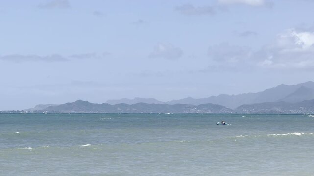 Pacific ocean. Kualoa Regional Park, Honolulu, Oahu, Hawaii. Kāne&lsquo;ohe Bay