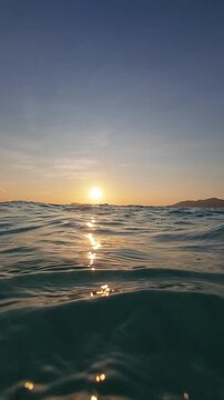 Slow Motion of Ocean Surface at Sunrise