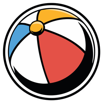 Colorful beach ball icon within a circular outline