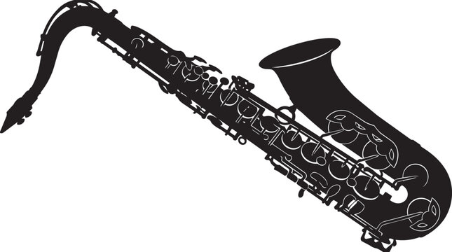 Black saxophone silhouette on a white background for musical concepts and jazz themes