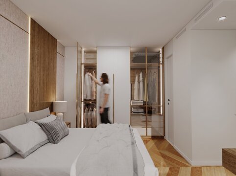 dormitorio de casa moderna de  dise&ntilde;o mediterr&aacute;neo  