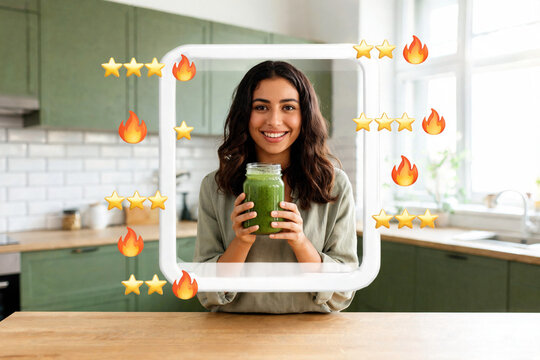 3D Social Media Cooking Frame with Spanish Woman