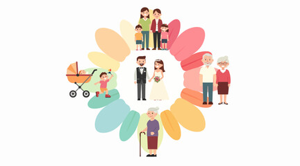 Fototapeta premium Generations Family Life Cycle Concept Illustration