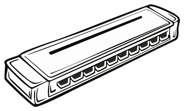 Monochrome Harmonica Illustration Harmonica Musical Instrument Wind Instrument Mouth Organ Blues Harp Music Player Outline