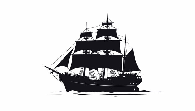 Large Sailing Ship with Multiple Masts.