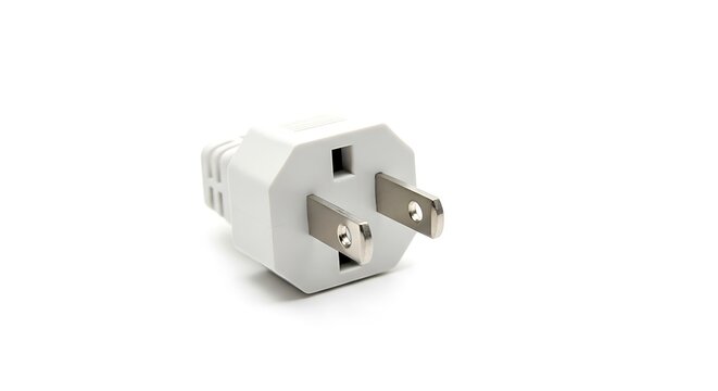 Electric plug on white background closeup.