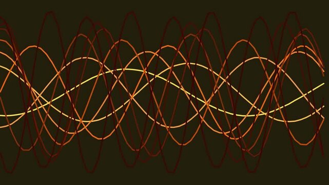 Abstract background featuring intersecting glowing sine waves in warm orange and yellow tones.