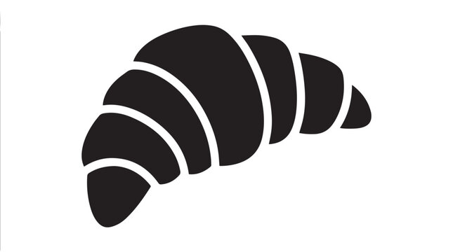 Croissant icon, black pastry symbol, bakery food illustration, vector graphic