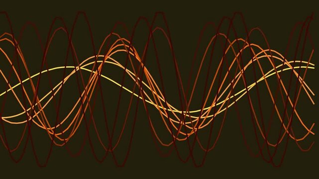 Abstract background featuring multiple overlapping glowing sine wave lines in warm orange tones.