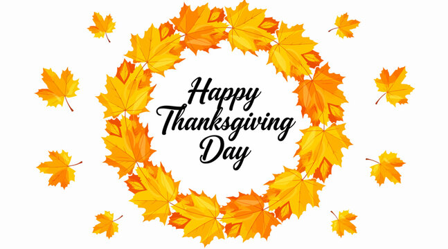 happy thanksgiving day autumn leaves wreath