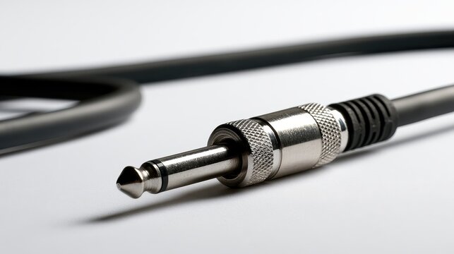 Audio jack cable connector isolated on white background