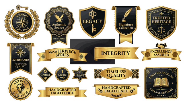 Luxury Decorative Vector Badges and Emblems for Premium Quality Assurance and Exclusive Branding