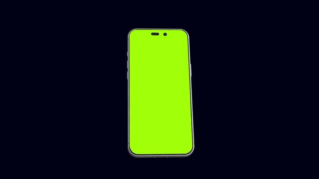 Smartphone green screen mockup centered on dark navy background for app and website screen replacement smartphone mockup, green screen, dark navy background, blank phone screen, chroma key, screen rep