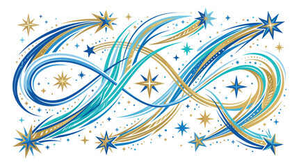 Abstract flowing celestial stars and decorative waves. © ahmad