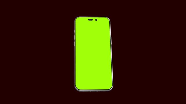 Smartphone green screen mockup centered on dark red background for promo inserts smartphone mockup, green screen, dark red background, blank display, chroma key, screen replacement, mobile device, app