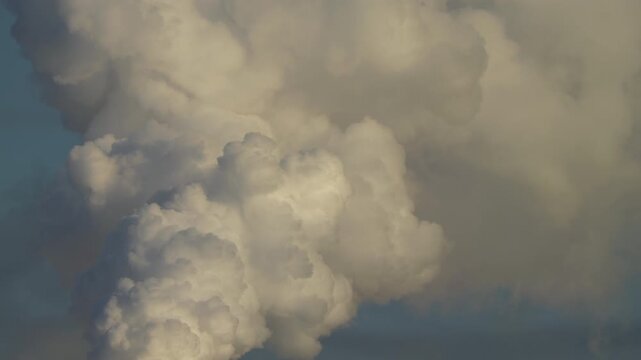 Massive white steam cloud filling the frame from factory stack