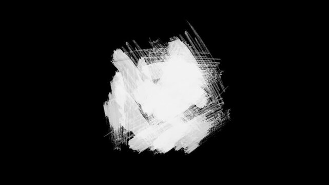 Bold white brush strokes on a black background creating a dynamic abstract paint texture for motion graphics, transitions, and creative design.