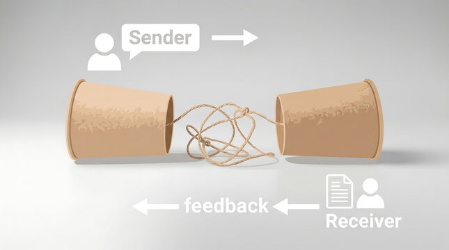 Communication concept, telephone, feedback loop, sender receiver, business communication tool