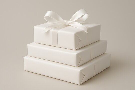 Elegant white gift boxes stack
