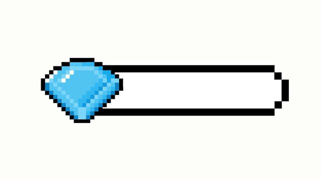 Retro pixel art health bar with a vibrant blue diamond indicator, perfect for video games, digital interfaces, and interactive status displays