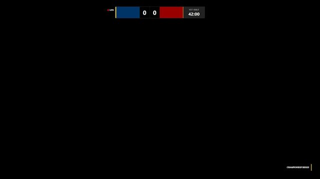 Sports broadcast scoreboard with timer