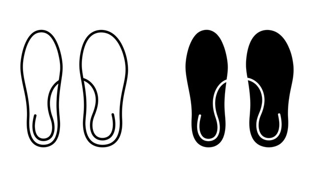 Insoles Comparison: A graphic illustration comparing a white outline of an insole with a black silhouette of an insole, representing different styles or options.