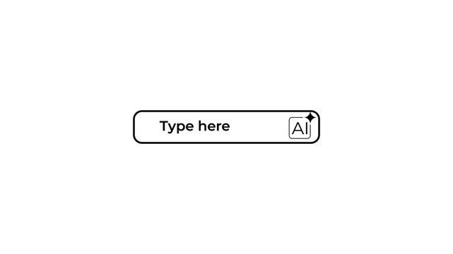 ai prompt input field animation with sliding ai icon and typing text.
