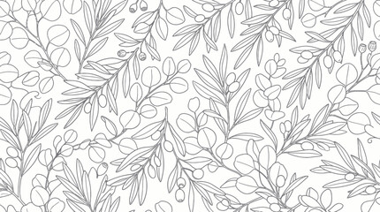 Botanical eucalyptus leaf outline pattern design. © bogel