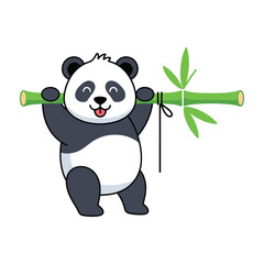 Cute panda bear holding bamboo stalk © MDABUBAKKAR