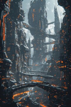 Abstract grunge alien world surface landscape concept art digital painting