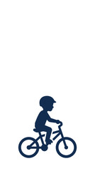 Fototapeta premium A dark blue silhouette of a young child riding a bicycle.